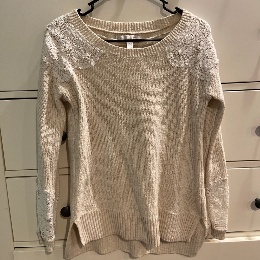 Crew knit sweater (slight high-low length)